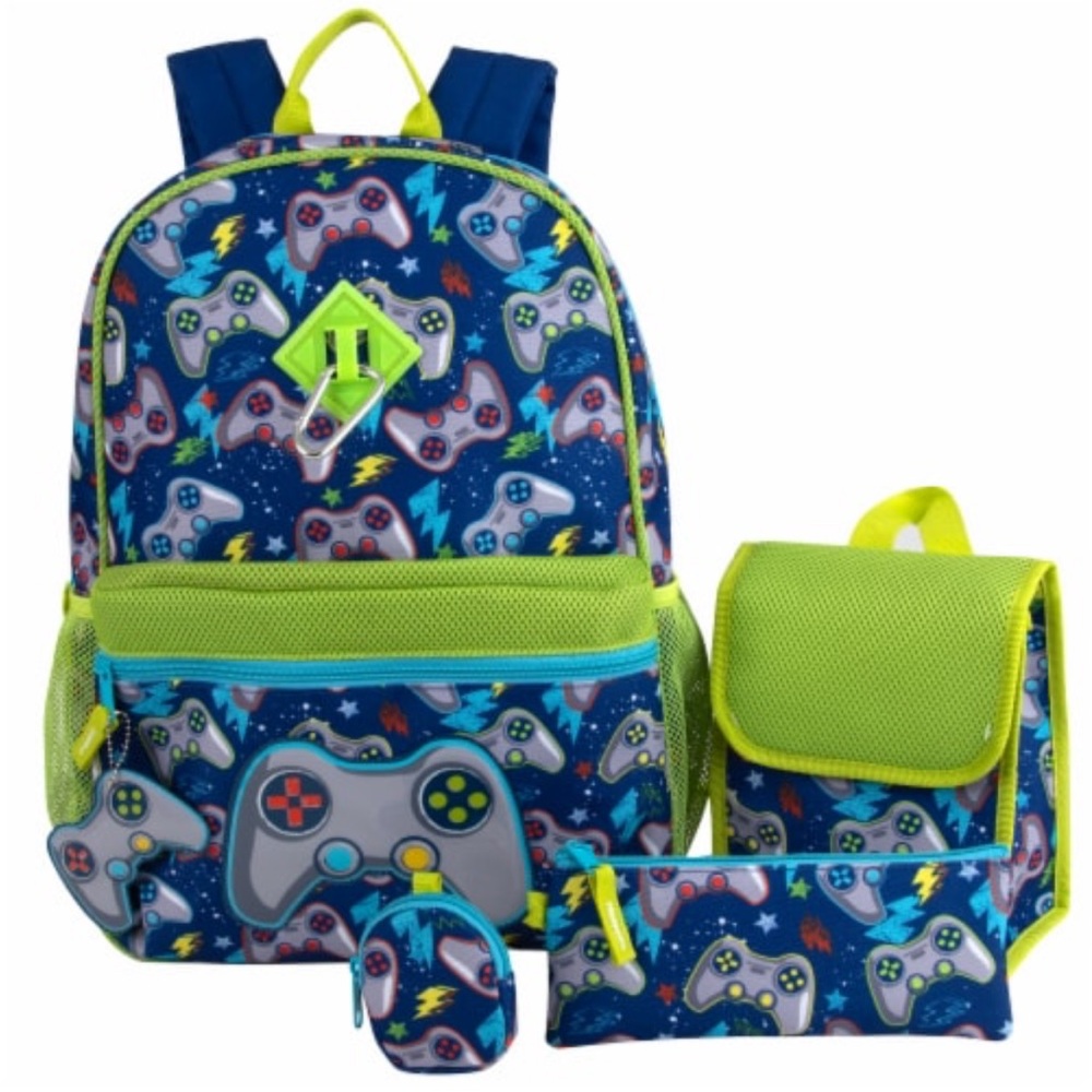 Kids Gaming Backpack Set - Blue and Green